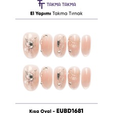 Takma Takma EUBD1681 Kısa Oval 10'lu Tekrar Kullanılabilir El Yapımı Protez Takma Tırnak - Ten Rengi-S