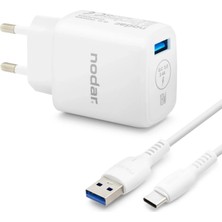 DS LLC Type-C Qc 3.0 Hızlı Şarj Seti 18W 3.4A USB Adaptörlü - Beyaz ND1010