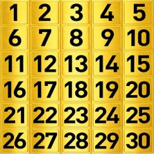 Outdoor One Gold Metal Dolap Numarası 1–30 | Okul Ofis Spor Salonu 5X5CM