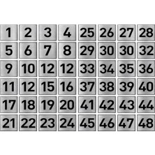 Outdoor One Gümüş Metal Dolap Numarası 1–48| Okul Ofis Spor Salonu 5x5cm
