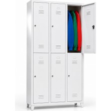 Ceasan 6 Kapılı Çelik Soyunma Dolabı – Ekonomik Personel Dolabı – 97×36×200 cm – Ral 7035