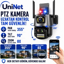 Uninet 6mp Çift Kameralı Wifi Ptz Döner Başlıklı Güvenlik Kamerası – Polis Çakarı ve 40 Metre Gece Görüşü Bulunan Ip Kamera