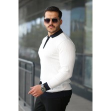 İkales Ikales Erkek Kol ve Yaka Detaylı Uzun Kollu Triko