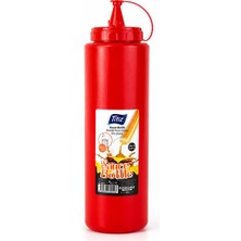 BURADABULDUN Titiz 1000 ml Sos Şişesi Seti Sarı Kırmızı Şeffaf Sızdırmaz Kapaklı