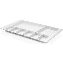 GuvenliPazar 6 Adet Melamin 7 Gözlü Tabldot 40X25 cm Bölmeli Servis Tabağı Tabak Makinede Yıkanabilir