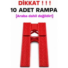 Tech Trade 1:64 Ölçek Araba Rampası - Kırmızı - Lastik Izli - 10 Adet
