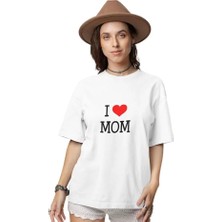 İkales Ikales Unisex Bisiklet Yaka Baskılı Oversize T-Shirt - Beyaz