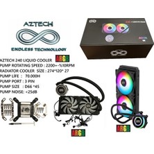 Aztech 240MM Lıquıd Coolıng AZ240-1B Argb Sıvı Soğutmalı AM5-1851P Işlemci Fanı