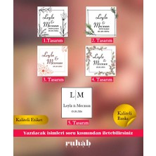 Ruhab Çikolata Etiketi / Özel Tasarım / Isimlik / Nikah Nişan Düğün / 3,5x3,5 cm / 70 Adet / A Kalite