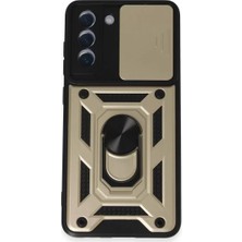 Datatek Newface Samsung Galaxy S21 Fe Kılıf Pars Lens Yüzüklü Silikon - Gold