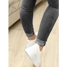İkales Ikales Kadın Yüksek Bel Önden Düğmeli Jean Pantolon