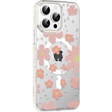 Datatek Joko Apple iPhone 15 Pro Floral Magsafe Kapak - Pembe