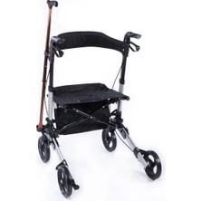 Comfort Plus Rolatör Yürüteç Gri | Alüminyum Gövde, Katlanabilir, Oturmalı, Frenli ve Dolgu Tekerlekli DM-9102