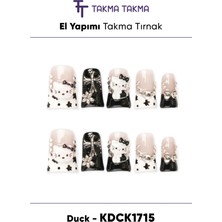 Takma Takma KDCK1715 Duck Renkli 10'lu Tekrar Kullanılabilir El Yapımı Protez Takma Tırnak - Renkli-S