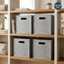 Homing Gri Çok Amaçlı Keçe Organizer Dolap Içi Düzenleyici 4'lü Sepet Seti 30 x 30 cm HMY-6356