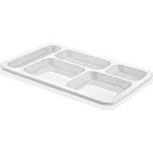 GuvenliPazar 12 Adet Melamin 7 Gözlü Tabldot 40X28 cm Bölmeli Servis Tabağı Tabak Makinede Yıkanabilir