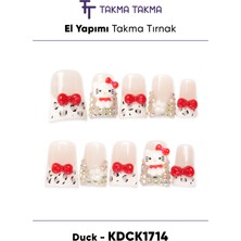 Takma Takma KDCK1714 Duck Ten 10'lu Tekrar Kullanılabilir El Yapımı Protez Takma Tırnak - Ten Rengi-M