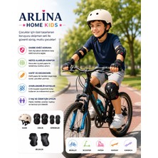 Arlina Home Kids Tüm Set Gri Kask Gri Dizlik Dirseklik ve Eldiven