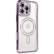 Renklime Newface Apple iPhone 16 Pro Kılıf Joke Simli Magneticsafe Kılıf - Derin Mor