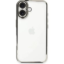 Renklime Newface Apple iPhone 16 Kılıf Razer Lensli Silikon - Gümüş