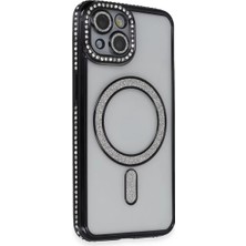 Renklime Newface Apple iPhone 13 Kılıf Joke Simli Magneticsafe Kılıf - Siyah