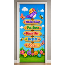 Promisebackdrop2 190X75CM Lastikli Kapı Süsü, Kumaş Kapı Giydirme, Hayal Kur, Keşfet, Sınıf Kapısı, Okul Etkinlik Kapı Süsü