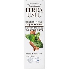 Ferda Uslu Bentonit Killi Doğal Diş Macunu Nane Aromalı 50 ml Florürsüz ve Şekersiz