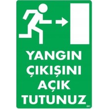Mey Ithalat® Yangın Çıkışını Açık Tutunuz Sağ Uyarı Levhası 25X35 KOD:891