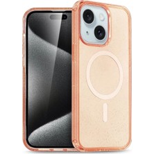Renklime Newface Apple iPhone 15 Plus Kılıf Star Magsafe Kapak - Turuncu