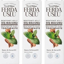 Fermente Mutfağım Bentonit Killi Doğal Diş Macunu 3 Adet - Şekersiz, Florürsüz Beyazlatıcı  50 ml