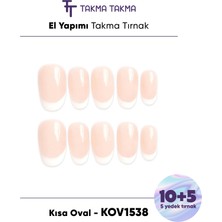 Takma Takma 15'li Ten Kısa Oval KOVK1538FK Tekrar Kullanılabilir El Yapımı Protez Takma Tırnak - Ten Rengi-XS