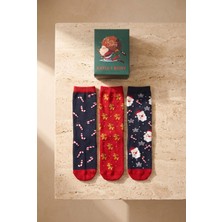 Bony Socks Çocuk 3'lü Yılbaşı Kutulu Soket Çorap