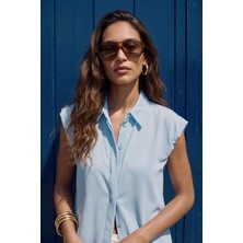 Sateen Kadın Kol Detaylı Gömlek 2230-2222