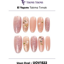 Takma Takma 10'lu Ten Uzun Oval UOV1522 Tekrar Kullanılabilir El Yapımı Protez Takma Tırnak - Ten Rengi-L