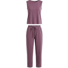 Sue Store Mürdüm Sıfır Kollu Modal Basic Pantolon Bluz Takım