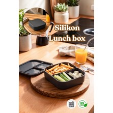 Porsima 34008 Silikon 3 Bölmeli Beslenme Kabı Antrasit 14*16CM