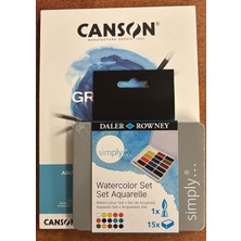Daler Rowney Simple Tablet Suluboya 15 Li Hediyeli+Canson Graduate Suluboya Defteri A5 250GR 20+