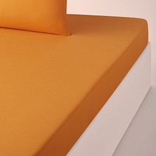 Maki Home Makiteks %100 Pamuklu Turuncu 120X200+50X70 cm Tek Kişilik Lastikli Çarşaf Takımı