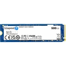 Kingston 500 GB Kıngston Nv3 M.2 Nvme Pcıe Gen4 5000/3000MBS SNV3S/500G