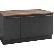 T Designo Merlin Mutfak Alt Modül 150 cm Antrasit - Tezgah Dahil