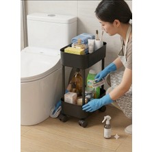 Octopus Bazaar Çok Amaçlı 2 Katlı Banyo Organizer Düzenleyici Dolap Içi Tezgah Altı Tekerlekli Organizer