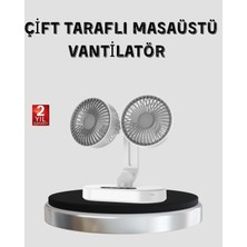 İlkyaz Fashion USB Şarjlı Çift Kafalı Vantilatör – 720° Döner Başlık ve Sessiz Çalışma Özelliği