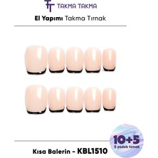Takma Takma 15'li Ten Kısa Balerin KBL1510 Tekrar Kullanılabilir El Yapımı Protez Takma Tırnak - Ten Rengi-S