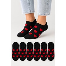 Ducks Socks Kadın Dikişsiz Soft Pamuk Kalp Desenli 6'lı Sneakers Çorap