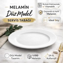 GuvenliPazar 6 Adet Melamin Çizgi Tatlı Servis Tabağı Makinede Yıkanabilir Dayanıklı Sunum Tabağı 21 cm