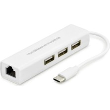 İlkyaz Fashion Type-C 3.1 Combo Hub Ethernet 4 Port Beyaz HDX7007