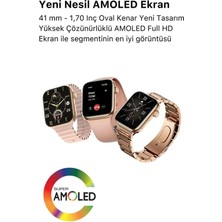 My Best Store Kadınlar Için Pembe Kasa ve Metal Kordonlu 41 mm Akıllı Saat, Nabız ve Uyku Takibi Özellikli