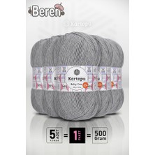 Kartopu Baby One - Ekru K1000 -Açık Gri - 5'li Paket - 100GR/250M - Bebek Ipi - Anti Pilling Tüylenmez Ip