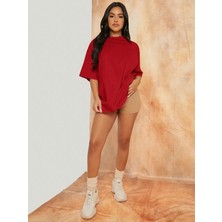 Mügerella Büyük Beden %100 Pamuk Oversize Kalıp Basic T-Shirt / Tişört
