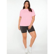 Mügerella Büyük Beden %100 Pamuk Oversize Kalıp Basic T-Shirt / Tişört